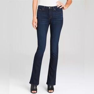 Spanx "The Slim-X" Slim Boot Cut Stretch Shaping Jeans Dark Indigo Blue Size 32